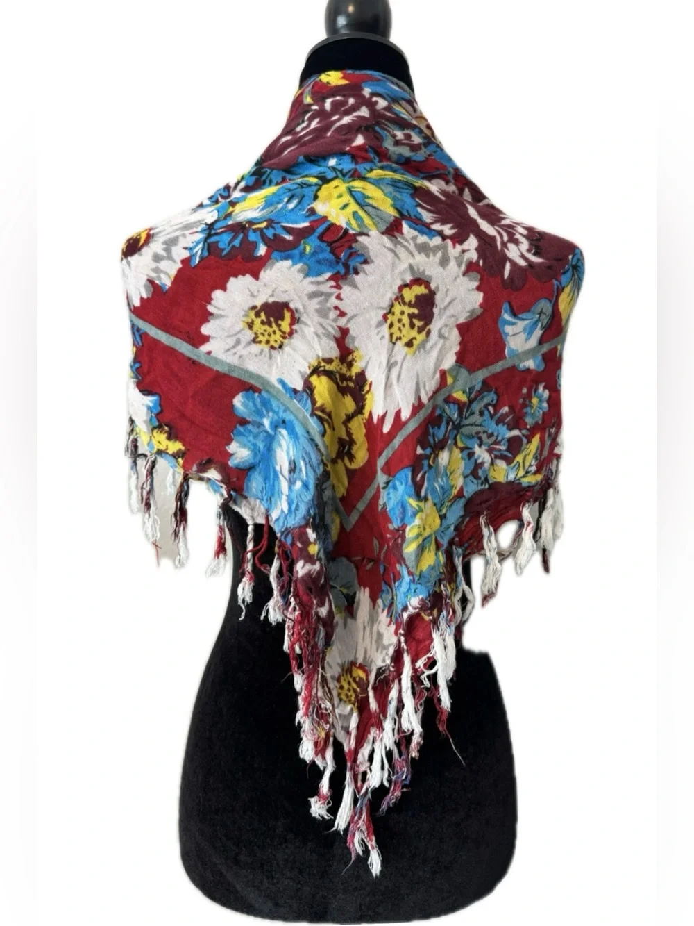 Jeans by Buffalo Floral Fringed Scarf Shawl Colorful Boho Wrap